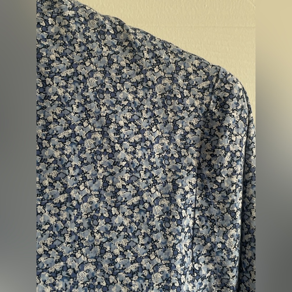 Liberty London Floral Cotton Shirt L Blue Art Fabric Tana Lawn - Picture 6 of 13